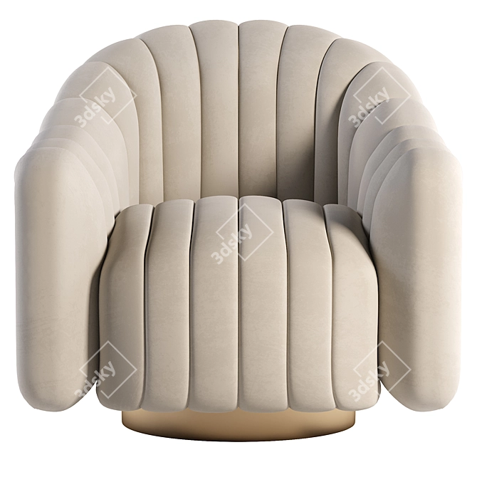 Elegant Gray Velvet Swivel Chair 3D model image 2