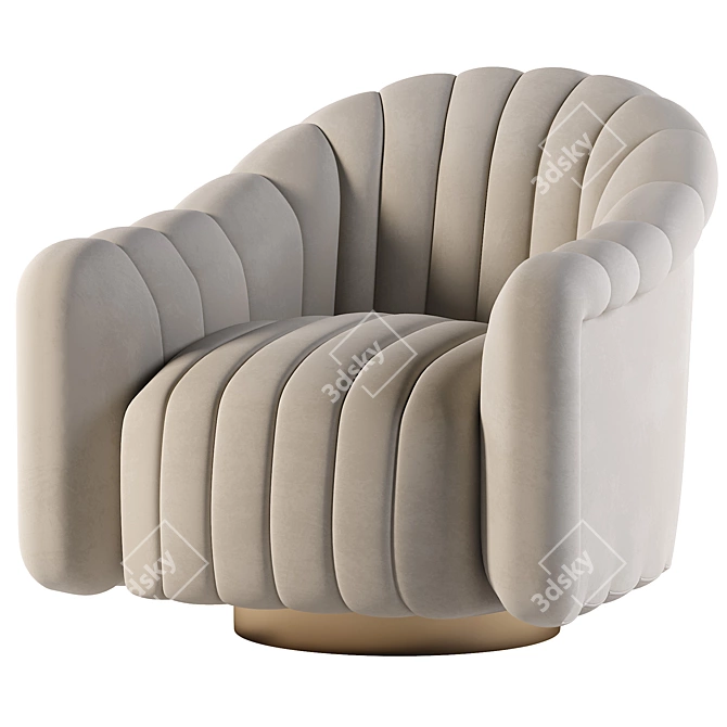 Elegant Gray Velvet Swivel Chair 3D model image 3