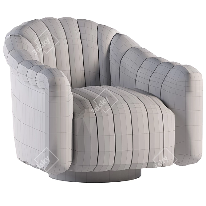 Elegant Gray Velvet Swivel Chair 3D model image 6