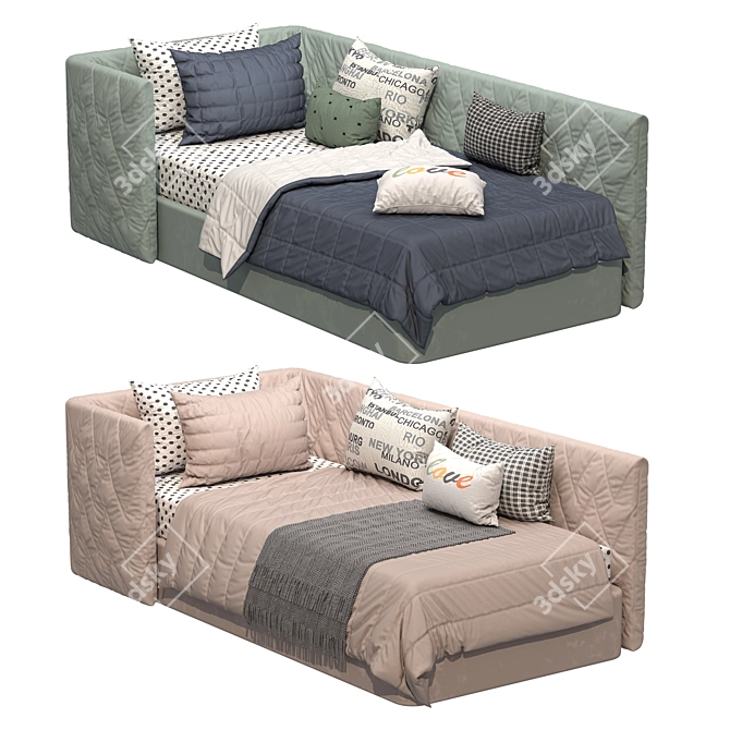 Dual-Color Archive Bed 3D model image 2