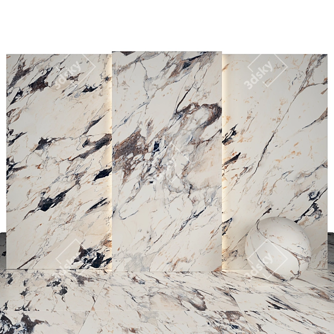 Breccia Glossy Marble: Elegant Texture for Versatile Applications 3D model image 2