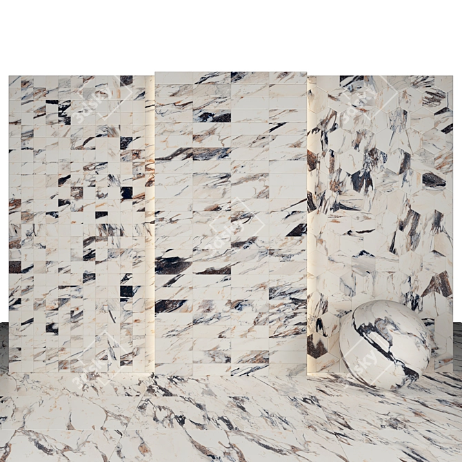 Breccia Glossy Marble: Elegant Texture for Versatile Applications 3D model image 3