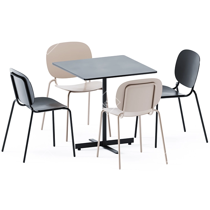 Modern Square Table People Set 3D model image 2