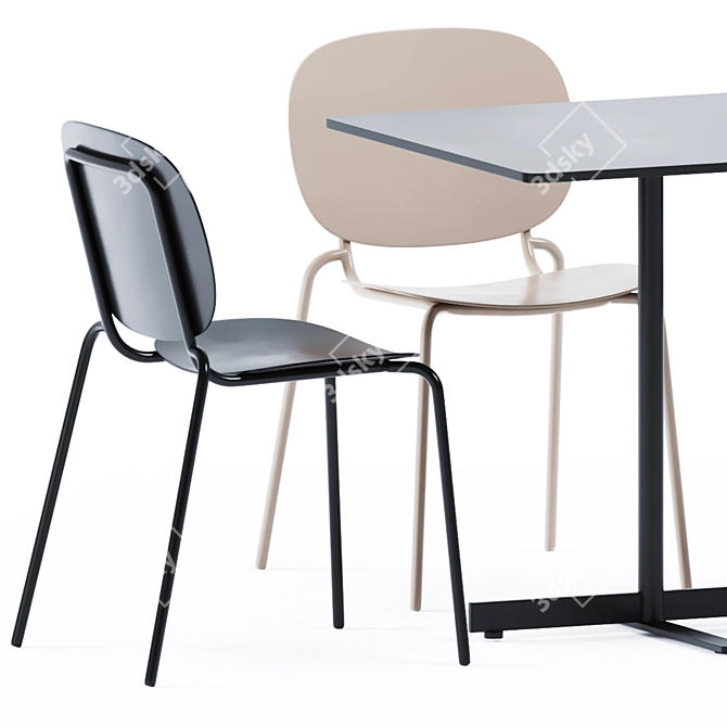 Modern Square Table People Set 3D model image 3