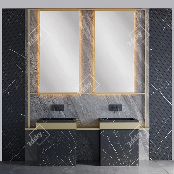 Sleek Bathroom Vanity Set 3D model image 1