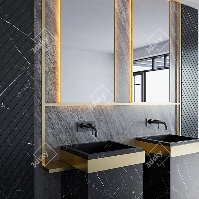 Sleek Bathroom Vanity Set 3D model image 2