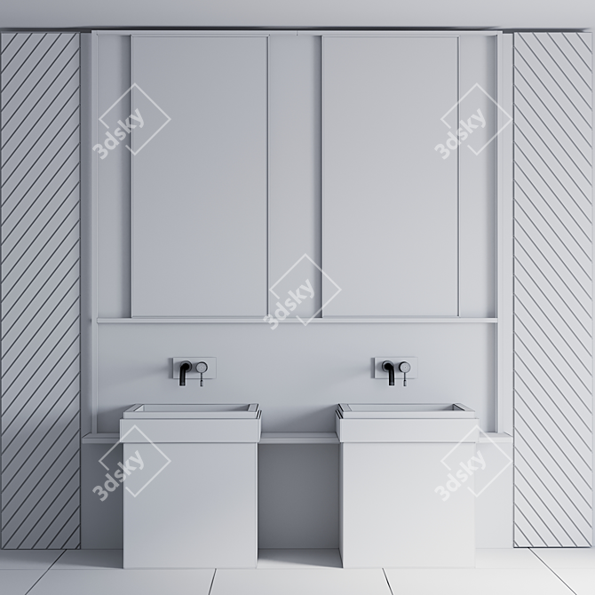 Sleek Bathroom Vanity Set 3D model image 4