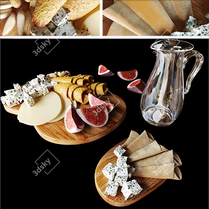 Gourmet Cheese Plate with Figs 3D model image 3