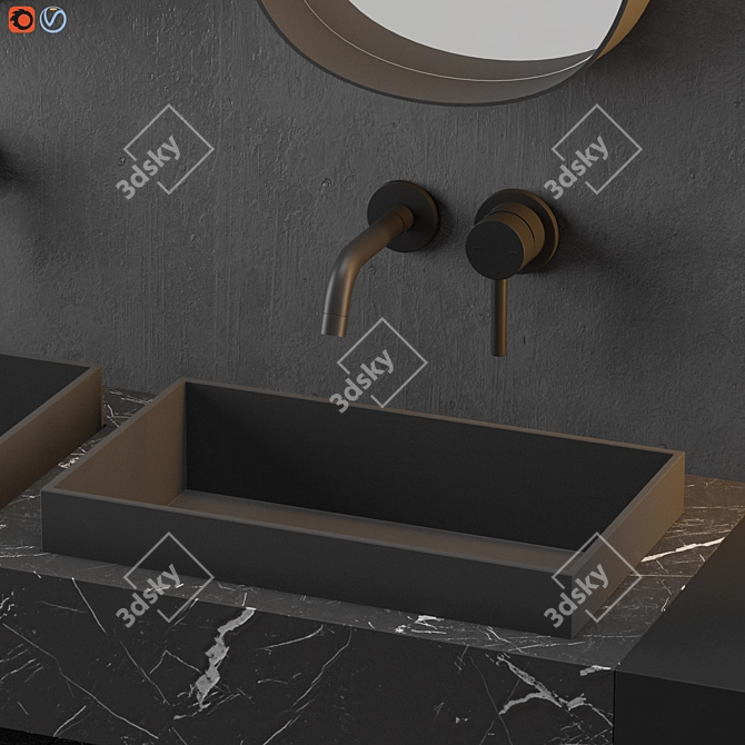 Modern Gray Bathroom Set 3D model image 4