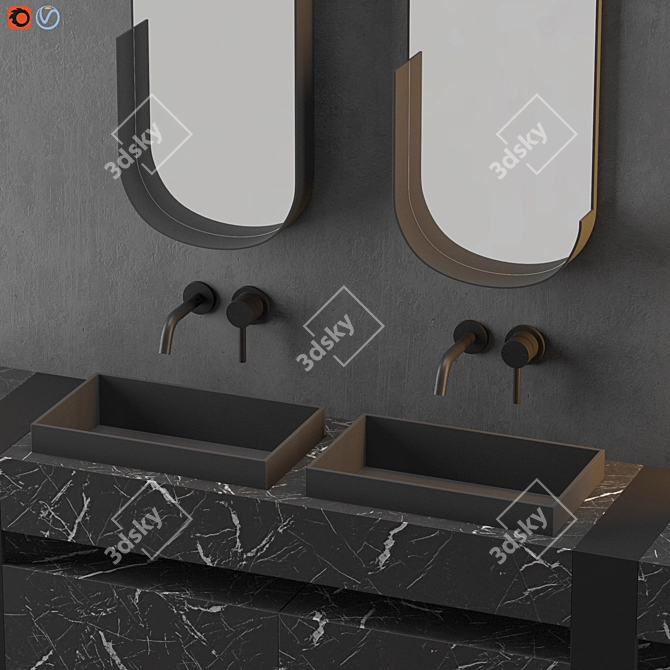 Modern Gray Bathroom Set 3D model image 5