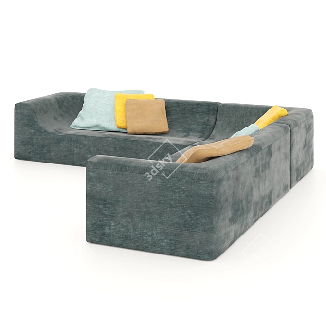 Low Poly Corner Sofa, Sectional 3D model image 4