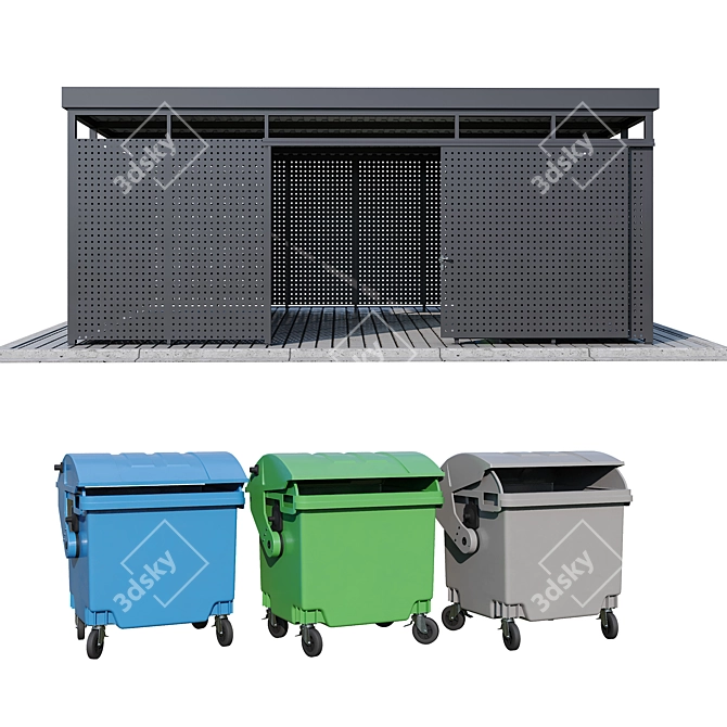 Modular Trash Container Canopy Set 3D model image 2