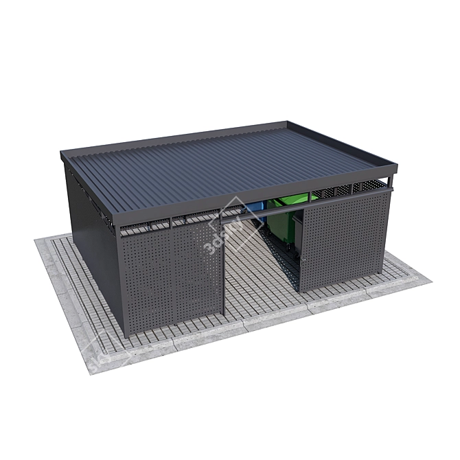 Modular Trash Container Canopy Set 3D model image 7