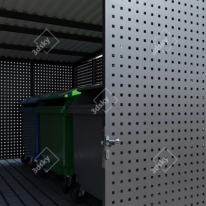 Modular Trash Canopy Set: Metal & Concrete Boxes 3D model image 7