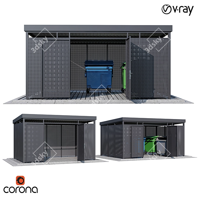 Modular Perforated Trash Canopy Set 3D model image 1