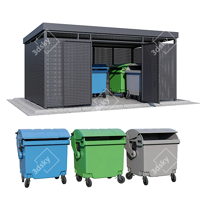 Modular Perforated Trash Canopy Set 3D model image 2