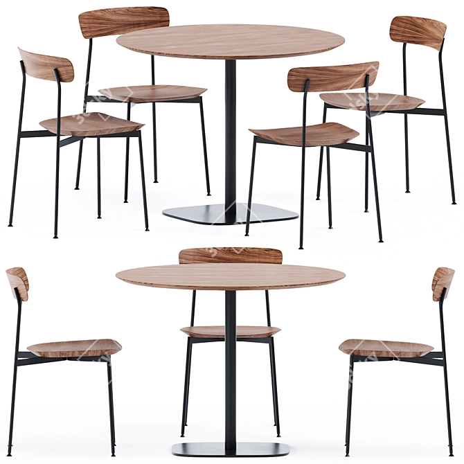 Sleek Round Dining Table 3D model image 1