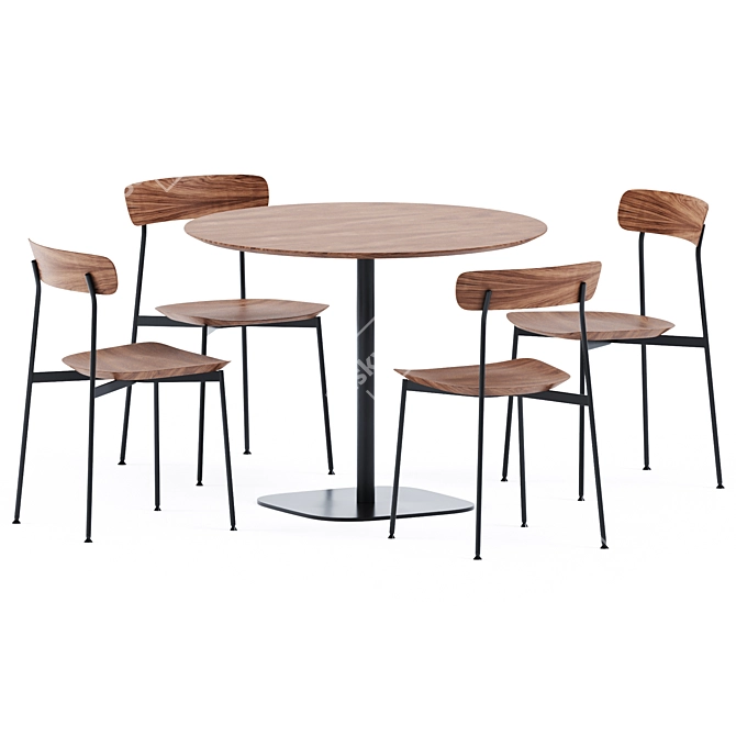 Sleek Round Dining Table 3D model image 2