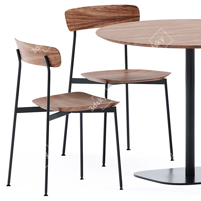 Sleek Round Dining Table 3D model image 3