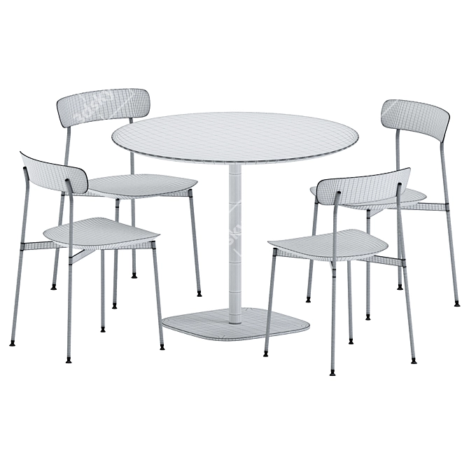 Sleek Round Dining Table 3D model image 6