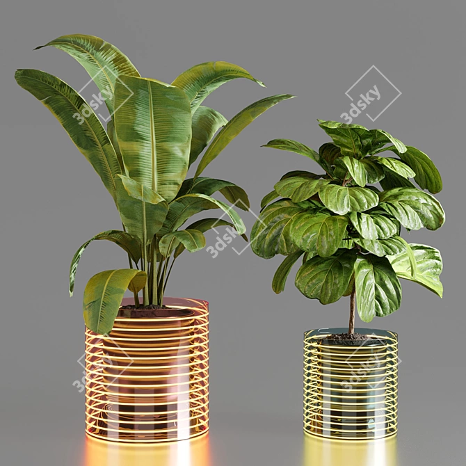 Modern Glass Vase Indoor Plant 3D model image 1