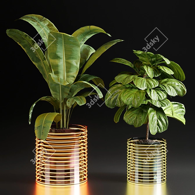 Modern Glass Vase Indoor Plant 3D model image 2