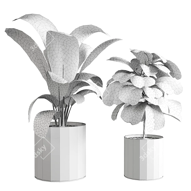 Modern Glass Vase Indoor Plant 3D model image 4