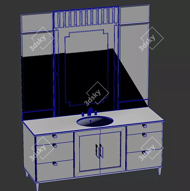 Elegant Brass-Trimmed Vanity 3D model image 4