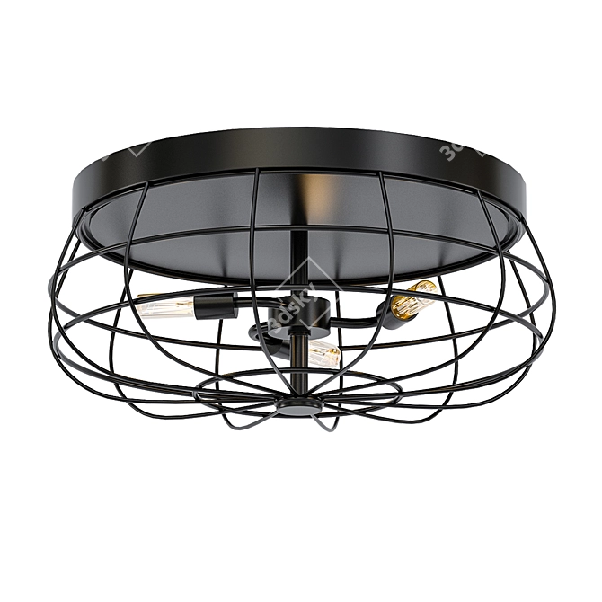 Bronze Industrial Cage Ceiling Light 3D model image 1