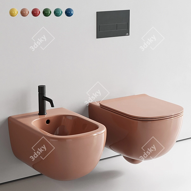 Era Wall-Hung Toilet & Bidet 3D model image 1