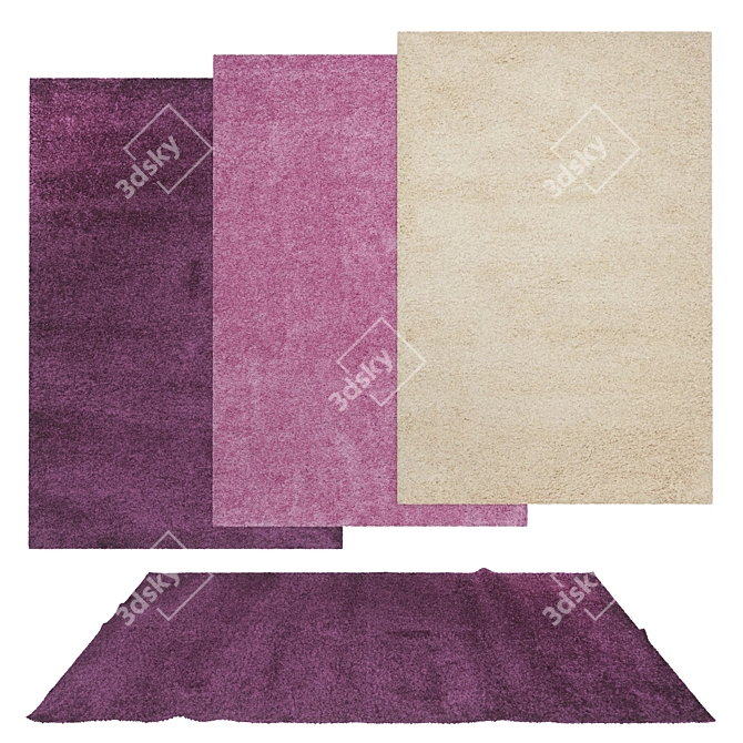 Versatile Rug Set: 6 Stunning Designs 3D model image 1