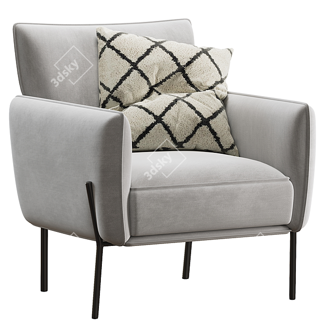 Modern White Accent Chair 3D model image 1