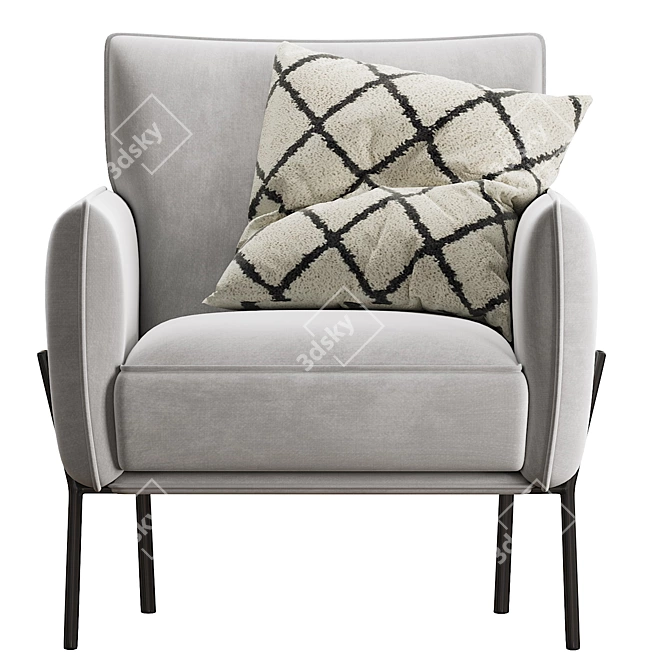 Modern White Accent Chair 3D model image 3