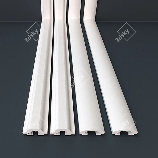 Stylish Recessed Ceiling Moldings 3D model image 2