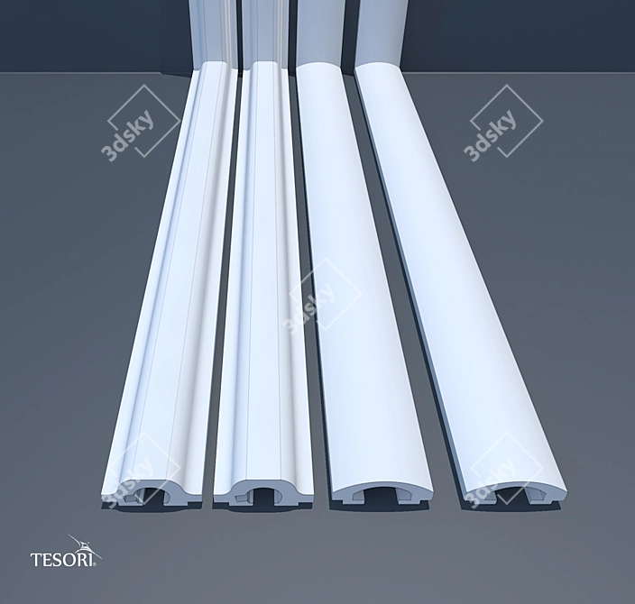 Stylish Recessed Ceiling Moldings 3D model image 3