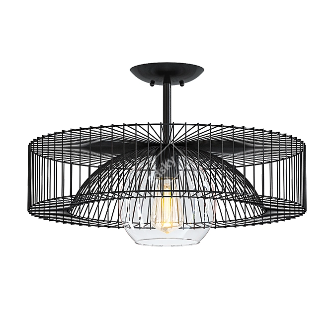 Wire Wheel Flush Ceiling Light 3D model image 1