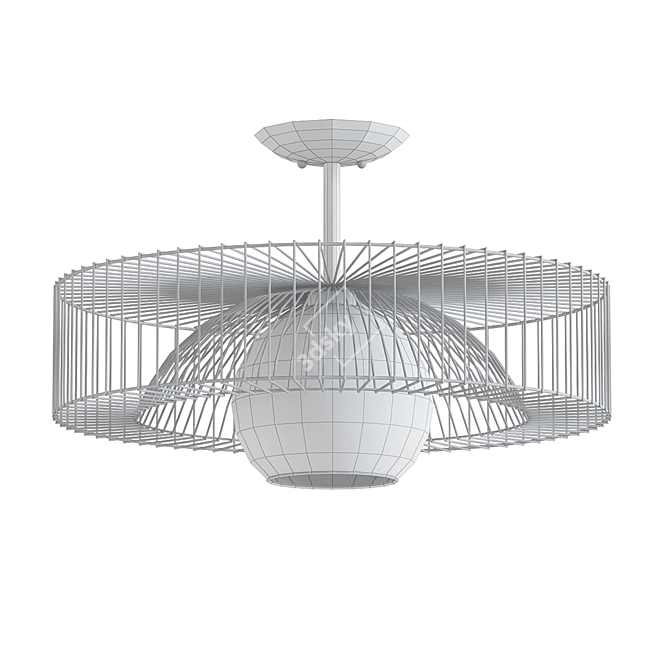 Wire Wheel Flush Ceiling Light 3D model image 2