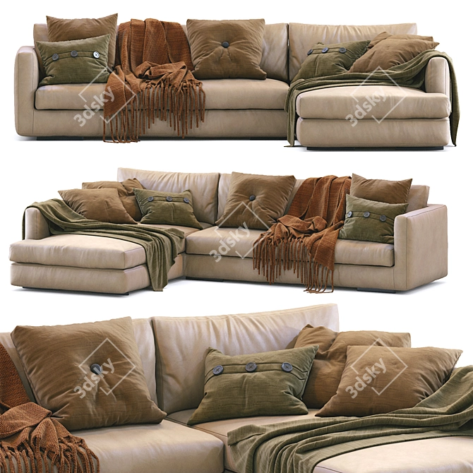 Luxury Flexform Leather Sofa: Magnum 3D model image 2