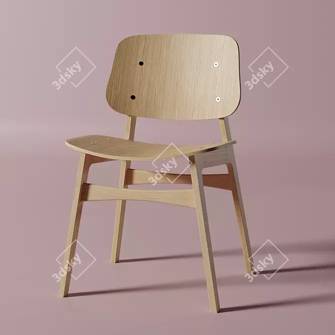 Søborg Wood Chair: Timeless Elegance 3D model image 1