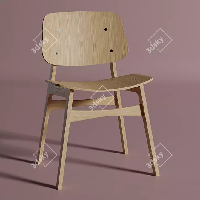 Søborg Wood Chair: Timeless Elegance 3D model image 2