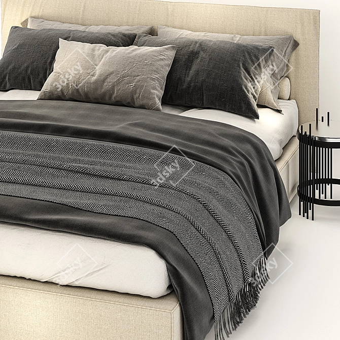 Meridiani Scott Bed 1 - Modern Designer Piece 3D model image 3