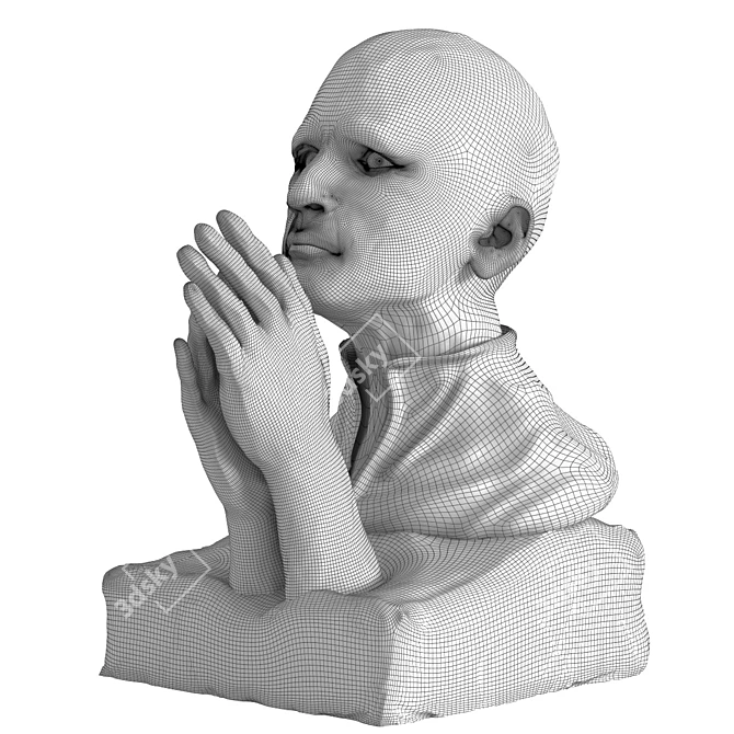 Divine Reverence: Praying Sculpture 3D model image 3