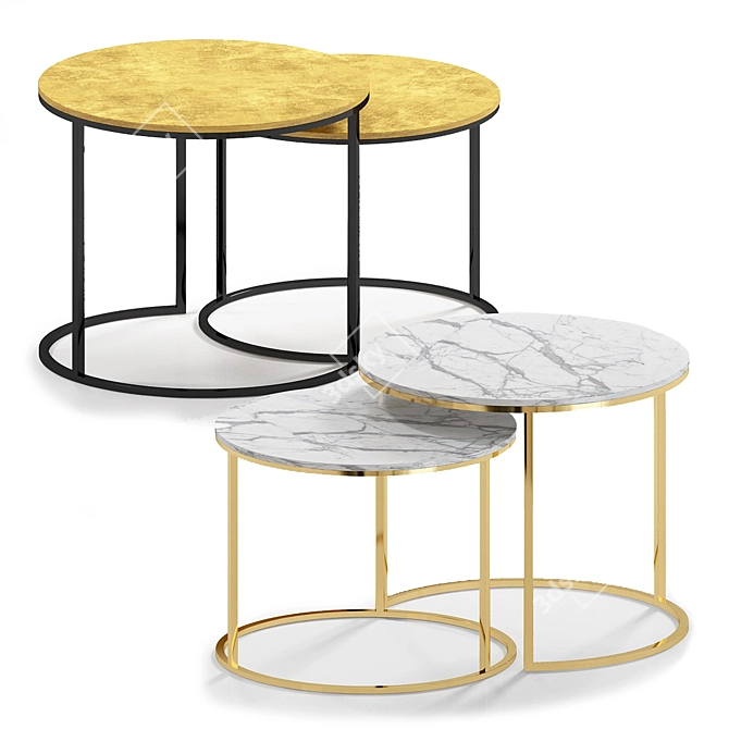 Elegant Marbled Nesting Tables 3D model image 1