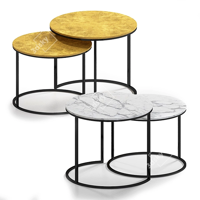 Elegant Marbled Nesting Tables 3D model image 3