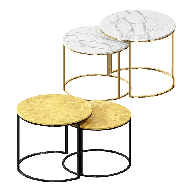 Elegant Marbled Nesting Tables 3D model image 5