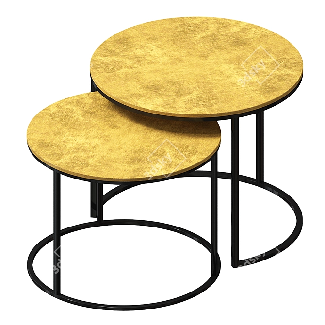 Elegant Marbled Nesting Tables 3D model image 6