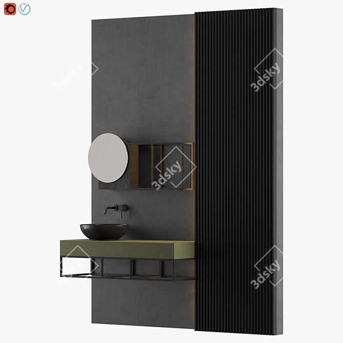 Modern Gray Bathroom Design 3D model image 2