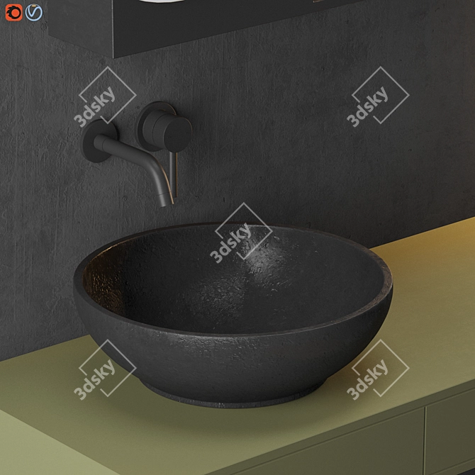 Modern Gray Bathroom Design 3D model image 4