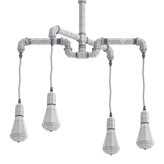 Industrial Water Pipe Chandelier 3D model image 2