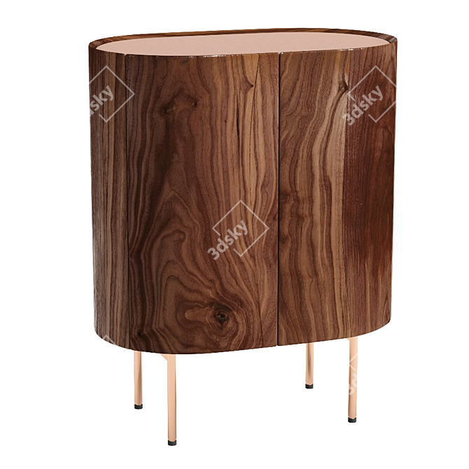 Walnut and Leather Sideboard, Aslen 3D model image 1